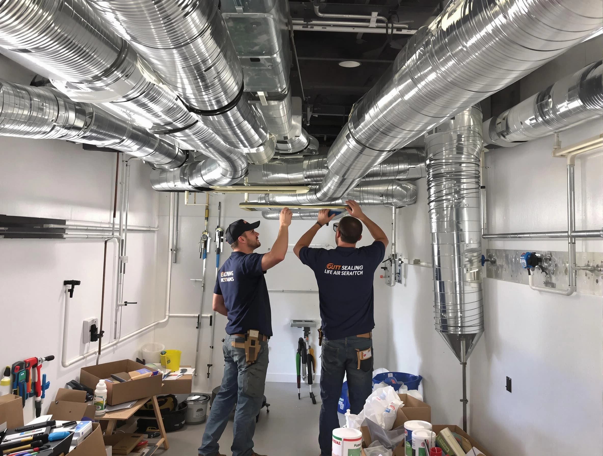 Pinson Air Duct Cleaning technician applying professional duct sealing solutions in Pinson