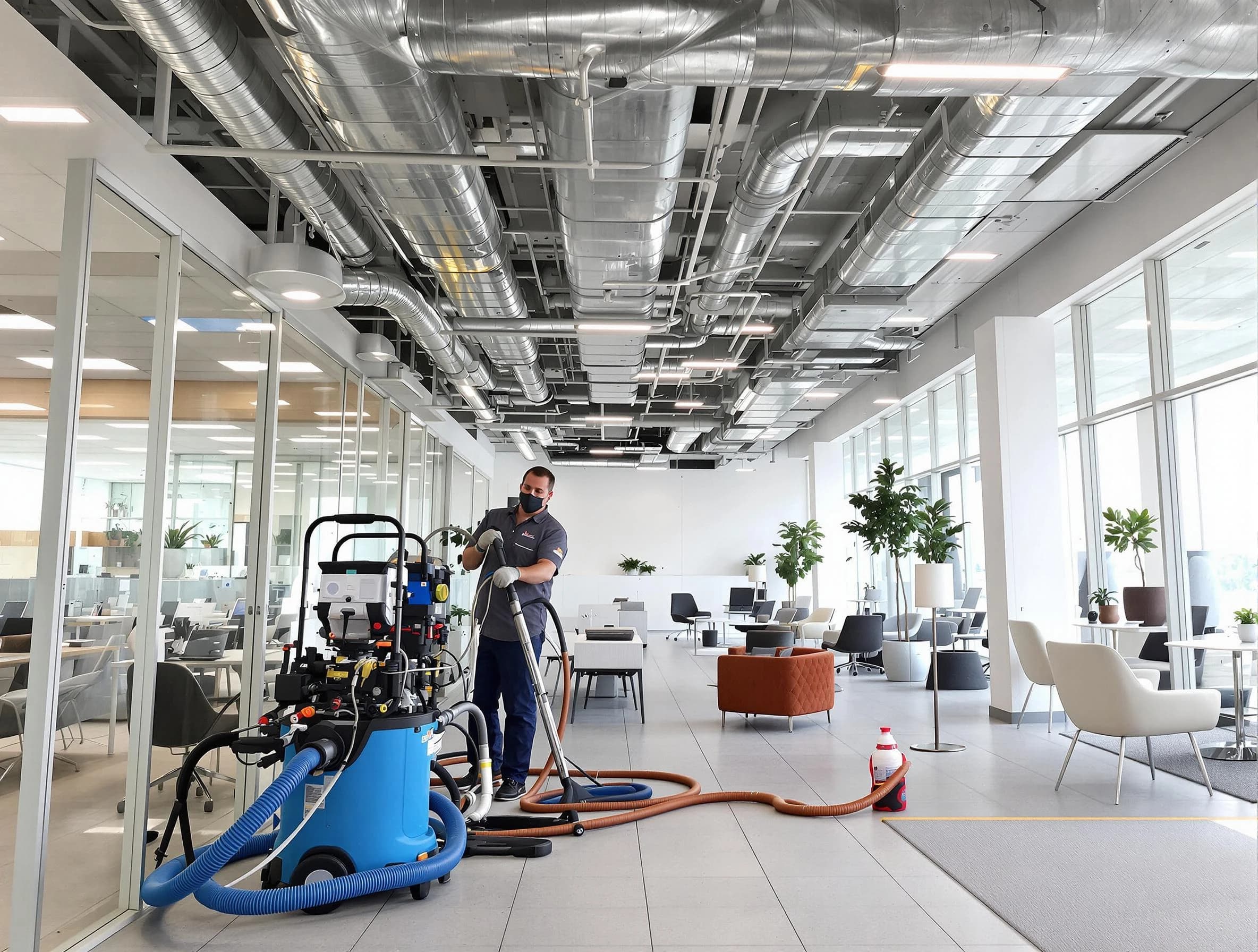 Pinson Air Duct Cleaning team conducting comprehensive commercial duct cleaning at a business location in Pinson