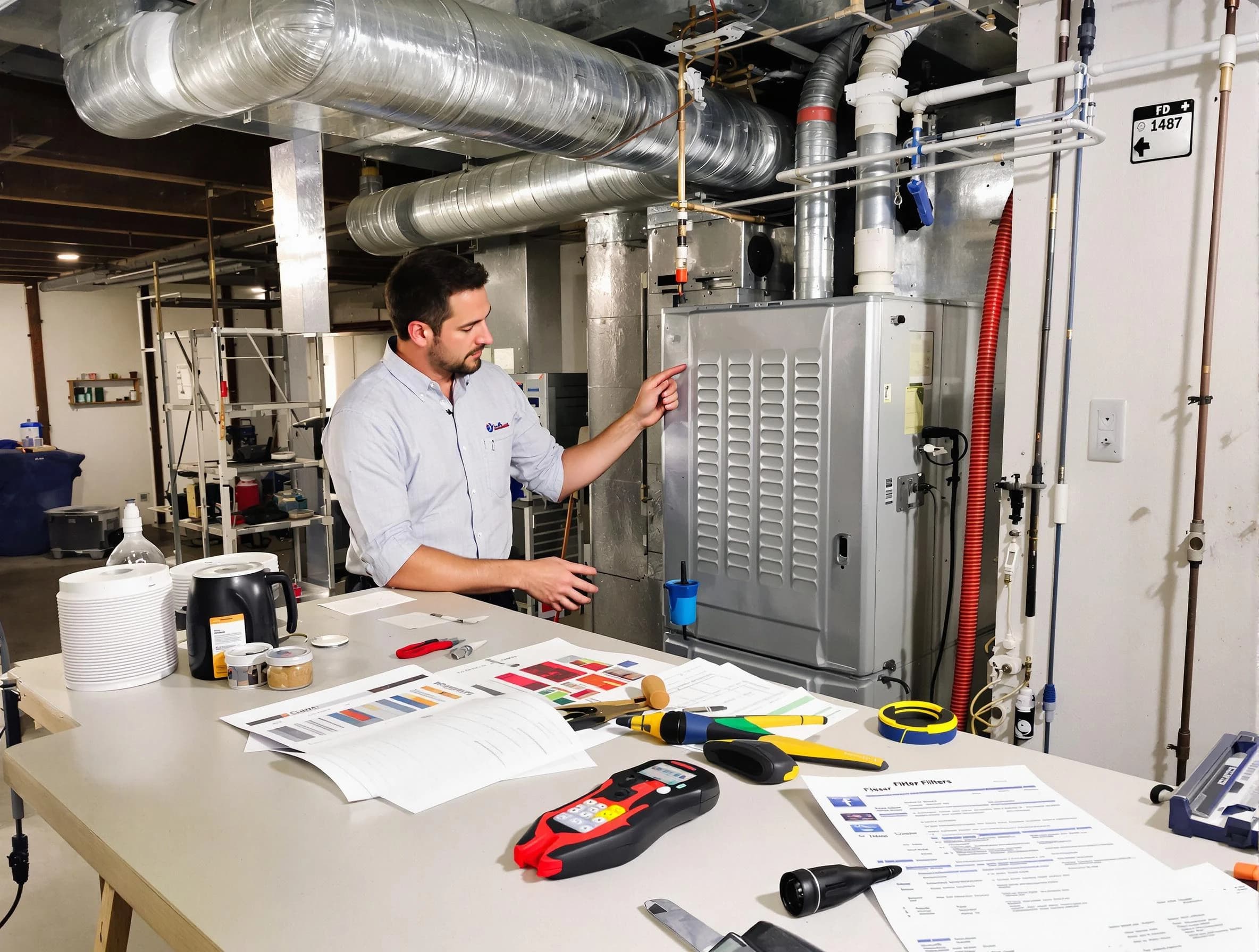 Pinson Air Duct Cleaning inspector conducting detailed filter system evaluation using professional diagnostic tools in Pinson